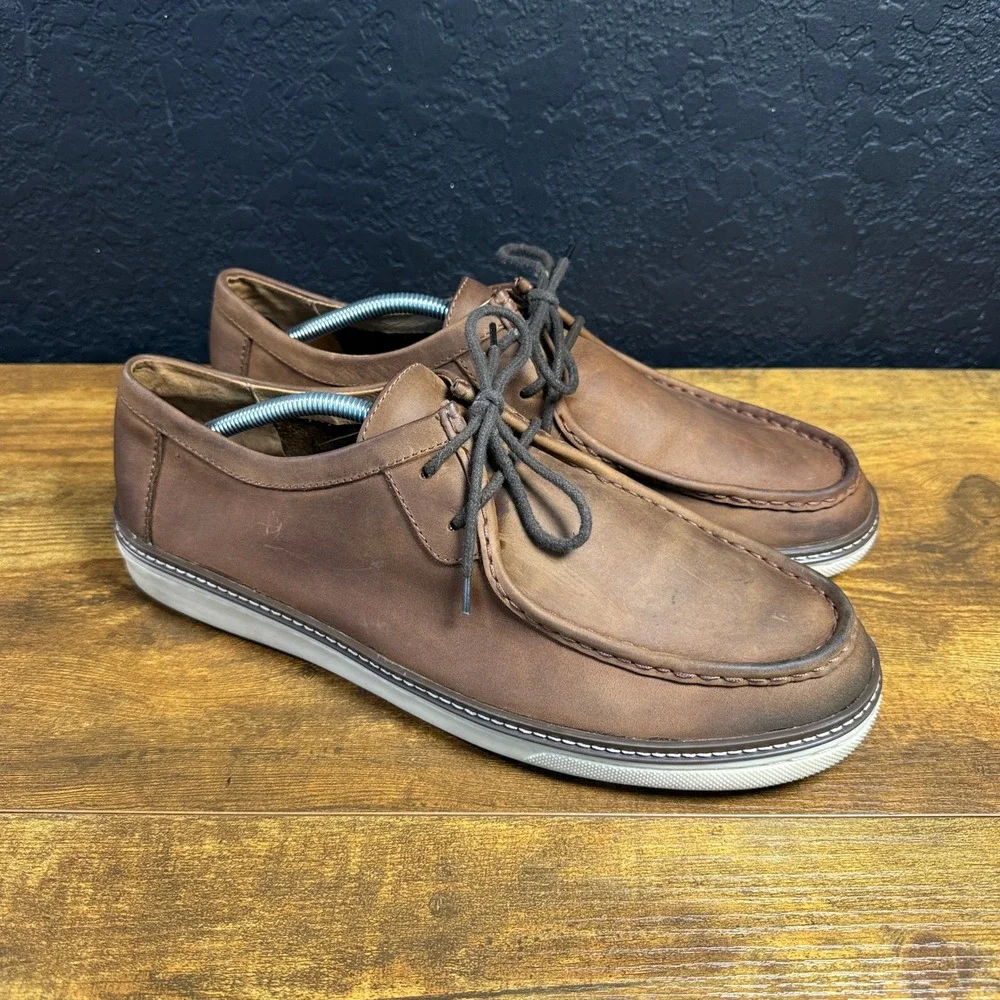 Johnston & Murphy McGuffey 25-6670 Brown Leather Moc Toe Oxford Mens 12M
